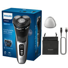 Philips Electric Shaver 3000 Series - Wet & Dry Electric Shaver for Men with SkinProtect Technology in Space Grey, Pop-up Beard Trimmer,