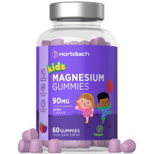 Kids Magnesium Gummies 90mg | 60 Count (2 Months Supply) | Magnesium Citrate | Berry Flavoured Vegan Supplement | by Horbaach