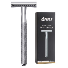 BAILI Double Edge Safety Razor Reusable Manual Long Handle Stainless Steel DE Wet Shaving for Men Women Beard Bikini Armpit Leg Hair