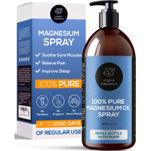 Magnesium Oil for Sleep 1000ml - 100% Natural & Ultra Pure Magnesium Oil | Topical Organic Magnesium Foot Spray Refill Bottle for Restless