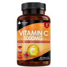 Vitamin C Tablets 1000mg - Enriched with Bioflavonoids & Rosehip - Premium Vitamin C Supplements - 360 Vegan Vitamin C Tablets High