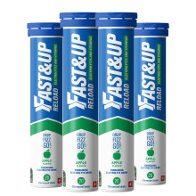 Fast&Up Reload –Apple Flavour – 80 Effervescent Tablets – Instant Electrolytes for Rapid Hydration & Energy - Added Vitamin C & B12 for