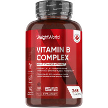 Vitamin B Complex Supplement - 365 Tablets - 1 Year Supply - with All 8 B Vitamins & C - 1 Tablet-a-Day - Non-GMO, Gluten-Free &