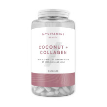 Myvitamins Coconut & Collagen Capsules – Hydrolysed Collagen, Coconut Oil & Vitamin C – Supports Skin Health, Glow & Elasticity – 60
