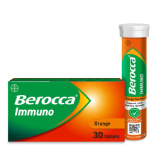 Berocca Immuno Effervescent Tablets, 11 Vitamins and Minerals, Including Vitamins D, C, A, B9, Zinc and Iron to Help Support Your Immune