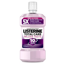 Listerine Total Care Milder Taste (Zero Alcohol) Antibacterial Mouthwash (500ml), Caring and Cleansing Mouthwash to Freshen Breath with