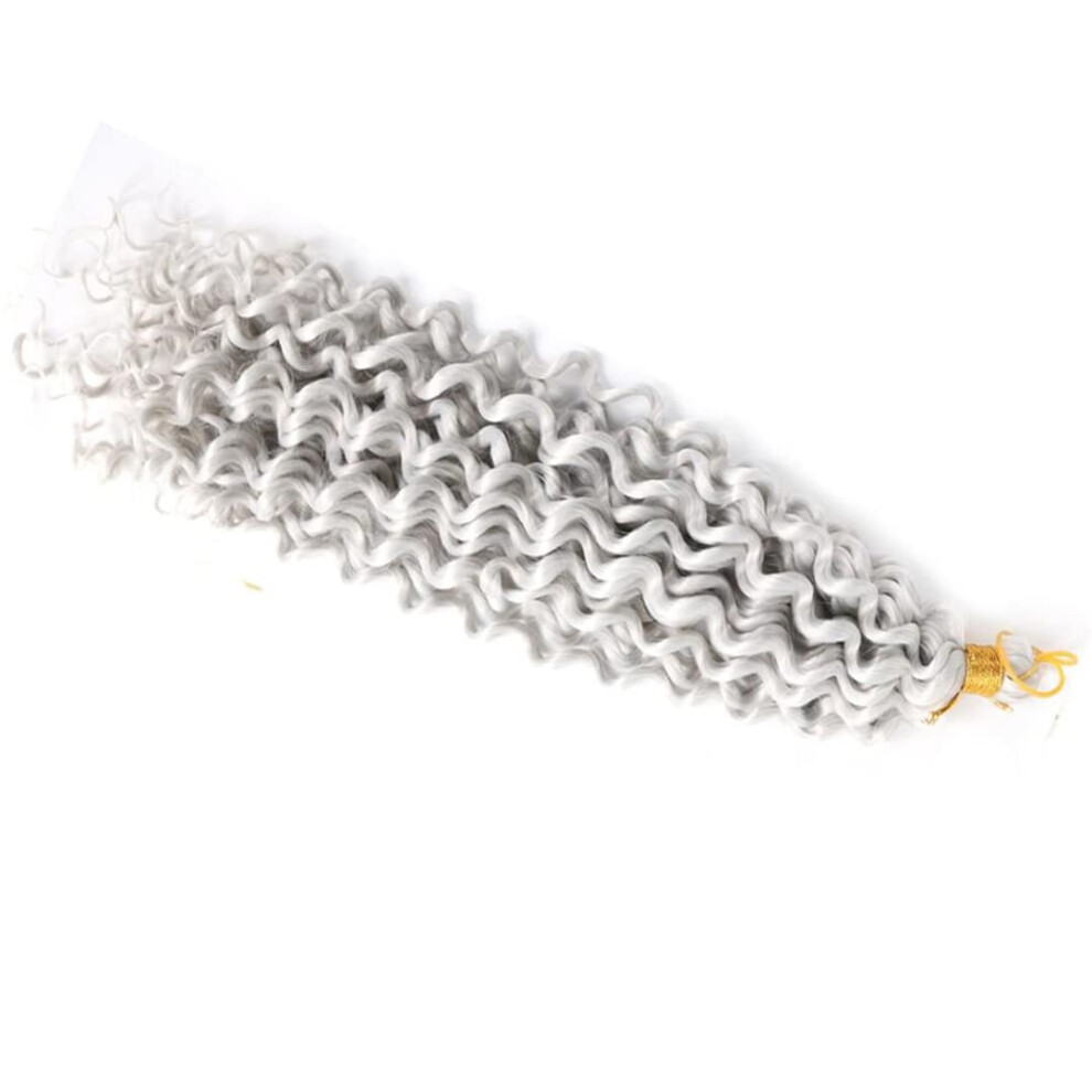 Unisex Silver 14 Inch Curly Faux Locs Crochet Braids For Women, Prelooped Synthetic Hair Extensions