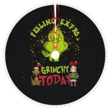 Weihnachtsbaumdecke „Der Grinch“ mit Pompon-Borte, Weihnachts- und Silvesterdekoration, 36 Stück