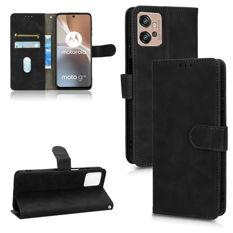 Case For Motorola Moto G32 Card Insertion Leather Folio Flip Case With Card Holder Kickstand Protective Cover Full Protection 9173940866942