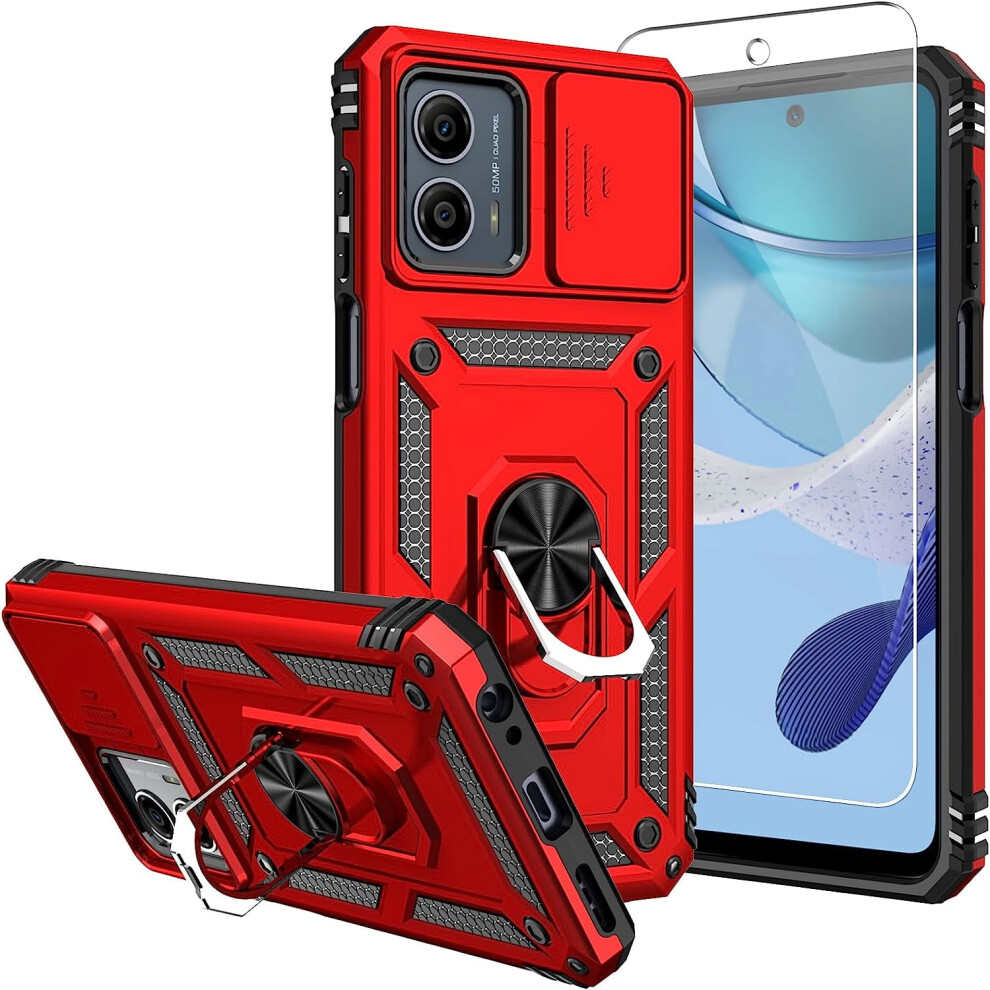 Moto G 5G 2023 Case And Camera Cover,[Military Grade] 16Ft.drop Tested Cover With Magnetic Kickstand Protective Case For Motorola G 5G 2023, Red 9173940867130