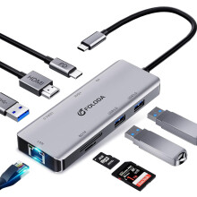 Hub USB C HDMI4K@60Hz, adattatore Ethernet USB C multiporta 8 in 1, dongle USB C con LAN Gigabit, ricarica PD3.0 100W,