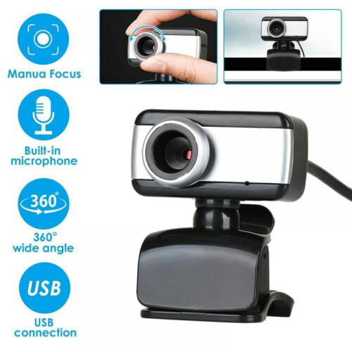 Prettyui Περιστρεφόμενη Κάμερα Webcam USB2.0HD με Μικρόφωνο για Φορητό Υπολογιστή Desktop480P
