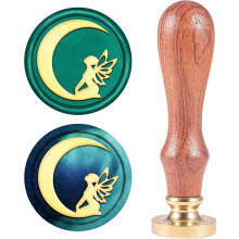 Wachssiegelstempel Mondelf Vintage Wachssiegelstempel Retro 25 mm Abnehmbarer Messingkopf Holzgriff für Briefumschläge Einladungen Weinverpackungen