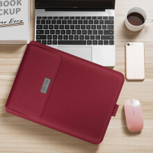 Sacoche pour ordinateur portable, pliable, imperméable et en cuir PU, avec support intégré.