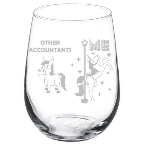 Ποτήρι Κρασιού Accountant Superstar Unicorn Αστείο (17oz Χωρίς Στέλεχος)