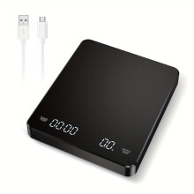 Balança digital para café, 3kg/0,1g, com timer, recarregável, compatível com métodos de preparo de espresso e coador, em g/oz/ml, função tara
