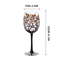 Ποτήρι κρασιού Four Seasons Tree, χειροποίητο, πολύχρωμο, ζωγραφισμένο σε γυαλί, δώρο για