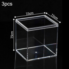 3er-Pack transparente Acryl-Bonbonboxen, ideal als Gastgeschenkverpackung für Hochzeiten und Partys oder zur Aufbewahrung von Schmuck, 7,5 x 7,5 x