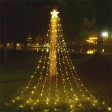 Kerstaanbiedingen! Avtoify LED-kerstboom met vijfpuntige ster en stromend water, op zonne-energie.