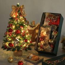 SUSUchens Mini-Weihnachtsbaum mit LED-Lichtern, Hängeornamenten, DIY-Weihnachtsdeko für den Schreibtisch, batteriebetrieben, künstlicher Baum,