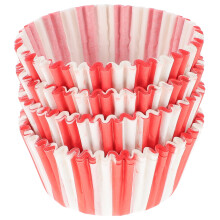 100 Stück rot-weiß gestreifte Papier-Muffinförmchen, Backpapierförmchen, Cupcake-Papierförmchen
