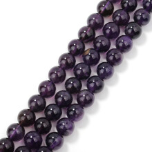 Natürliche, glatte, runde Amethystperlen, Größen 4/6/8/10/12 mm, 15,5 Zoll Strang