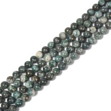 Seltene, natürliche Pyritperlen in grünem Jadegrün, glatt und rund, 6/8/10 mm, 15,5 Zoll Strang