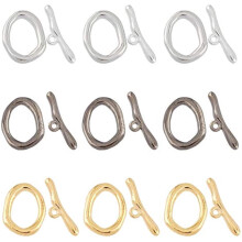 Etwa 24 Sets, 3 Farben, 16 mm breite ovale Knebelverschlüsse aus Legierung, Knebelverschlüsse für Schmuckherstellung