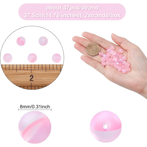 2κλωνες συνθετικές χάντρες από λαβραδορίτη με παγωμένες χάντρες, στρογγυλές, 1