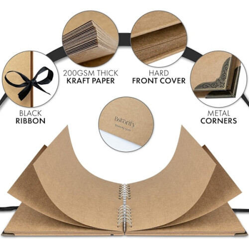 Άλμπουμ φωτογραφιών για Scrapbooking60 σελίδες (21x21cm) καφέ χοντρό χαρτί kraft ιδανικό για 2