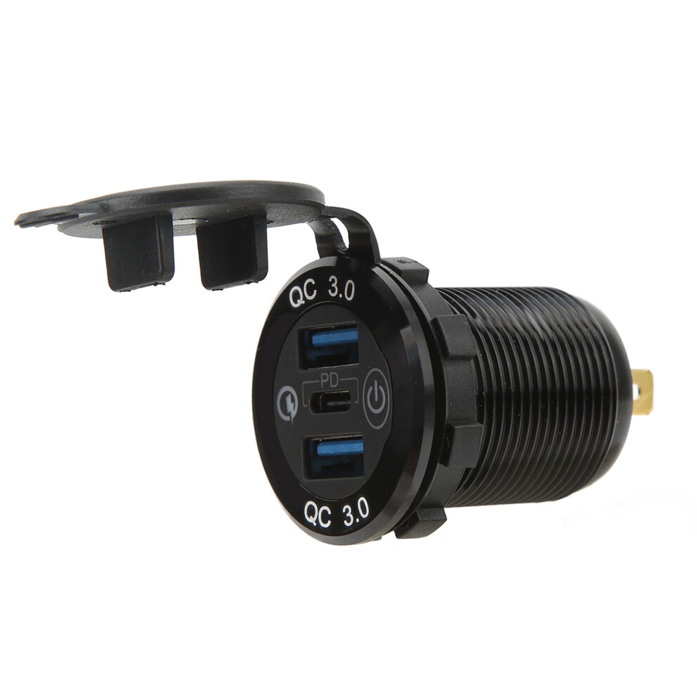 Multi-Port Usb Charger Socket Waterproof 3 Ports Car Power Outlet With Qc3.0 9301381174542
