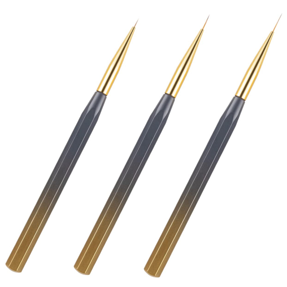 Professional Nail Art Liner Brush Set 3pcs with Precise Tip for Fine Detail Gel and Acrylic Manicure