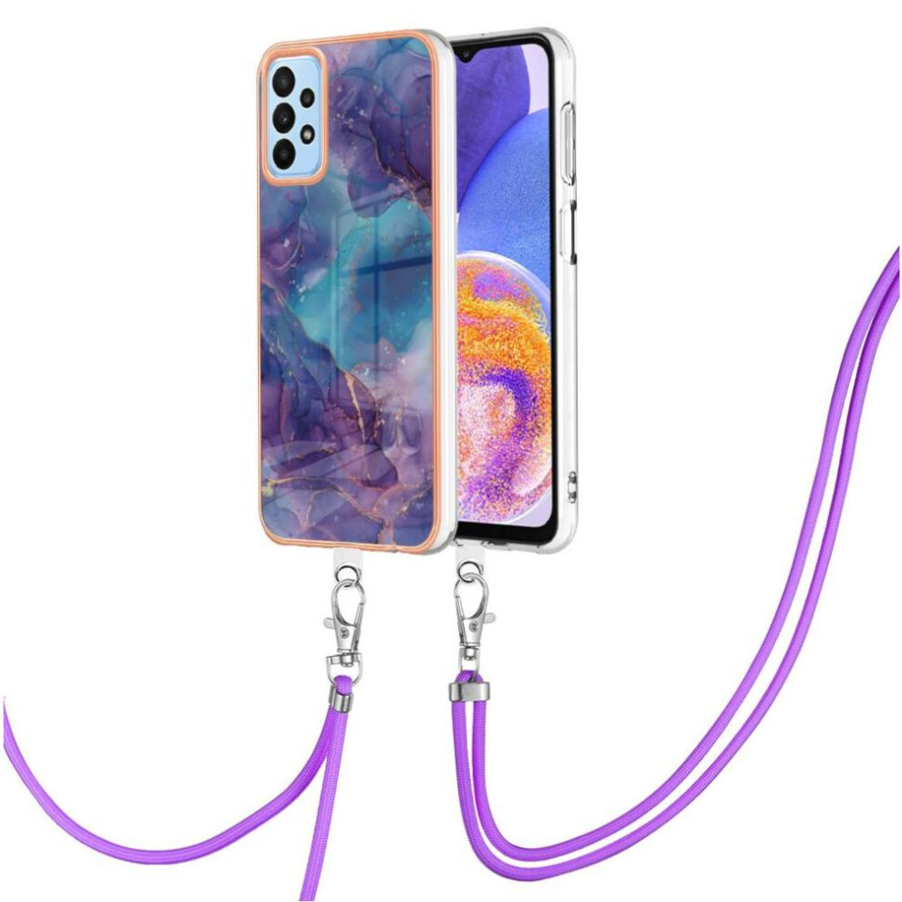 Case For Compatible With Samsung Galaxy A52s 5G Soft Tpu Bumper Detachable Strap Crossbody Lanyard Cover Marble 9004841970646