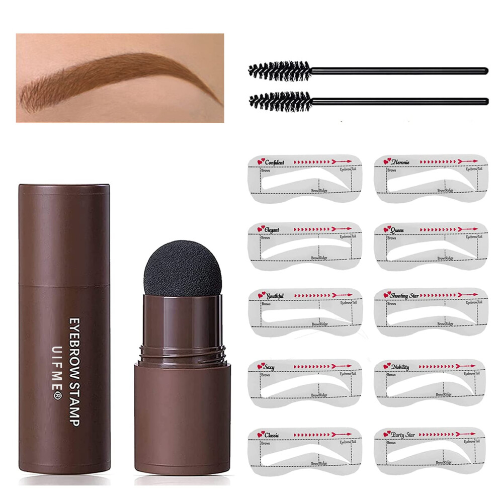 Eyebrow Stamp Kit with Reusable Stencils, Waterproof LongLasting OneStep Brow Shaping