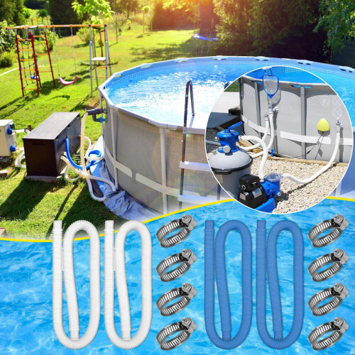 2pc 1.25" Replacement Hose for Above Ground Pool Filter Pump, 59-Inch Long Accessory, compatible with standard pump models 1