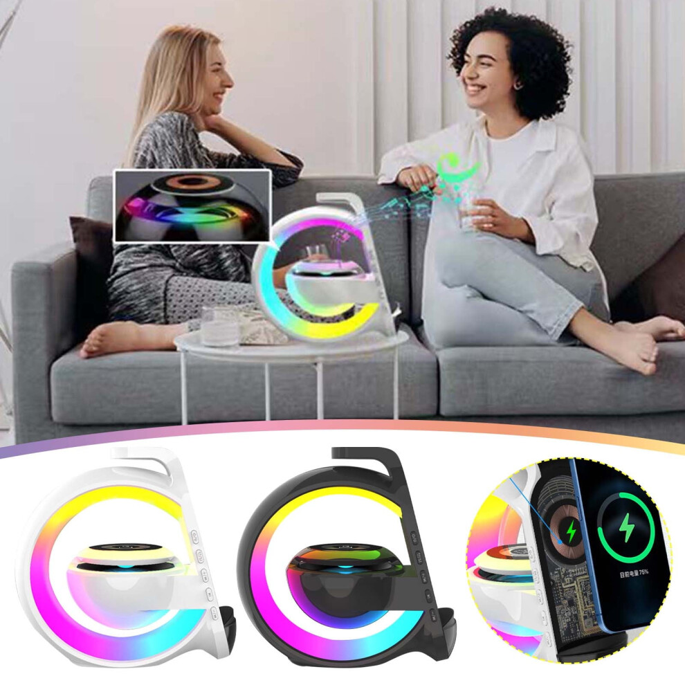 Jacenvly Bluetooth Audio Transmitter Clearance Small A Bluetooth Speaker 6-In-1 Wireless Charging G Alarm Clock Portable Audio System Light/White 9340258882586