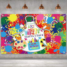 Décorations de fond pour fête artistique sur le thème de la peinture, bannière d'anniversaire pour artiste, fond photo mural, 1,80 m x 1,10 m