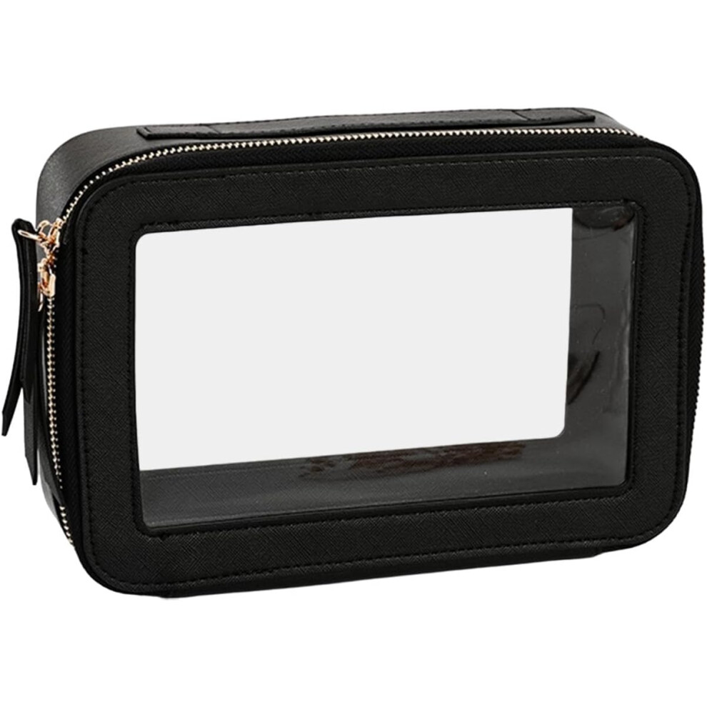 Black Toiletry Bag, Bathroom Cosmetic Organizer, Clear Makeup Bag, Large Capacity For Makeup, Brushes Toiletries,