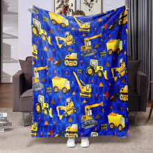 Couverture en flanelle ultra douce et chaude, imprimée avec des motifs de pelleteuses, idéale pour les décorations de Noël, pour le lit, le
