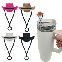 Hariumiu1/4 piezas Tapa de pajita con forma de sombrero, tapa de silicona a prueba de polvo, tapón de extremo de pajita, accesorios para vasos para