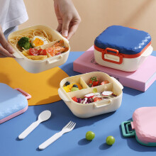 Boîte à lunch rose à 3 compartiments (887 ml) pour hommes et femmes, idéale pour les fruits et les collations.
