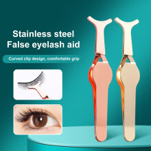 Xeyise False Eyelashes Applicator Portable Curved Tip Strong Bite Stainless Steel Fake Lash Tweezers Curler Tool Women Makeup