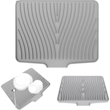Alfombrilla escurridora de silicona para platos, alfombrilla de silicona para encimera de cocina, organizador con calefacción