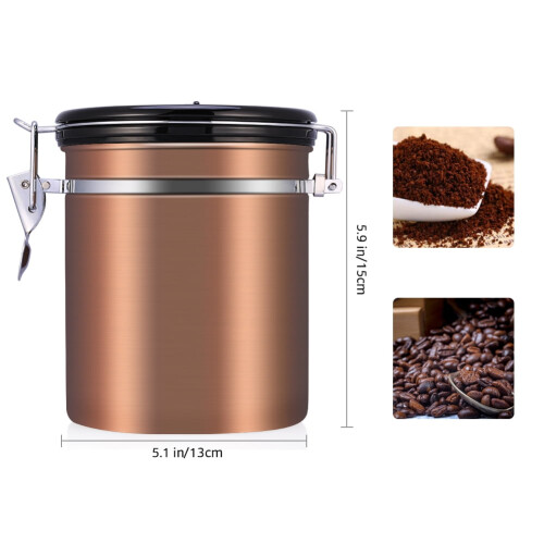 ZPSHYD1.5L304 Δοχείο καφέ από ανοξείδωτο ατσάλι, Αεροστεγές δοχείο αποθήκευσης κόκκων 1