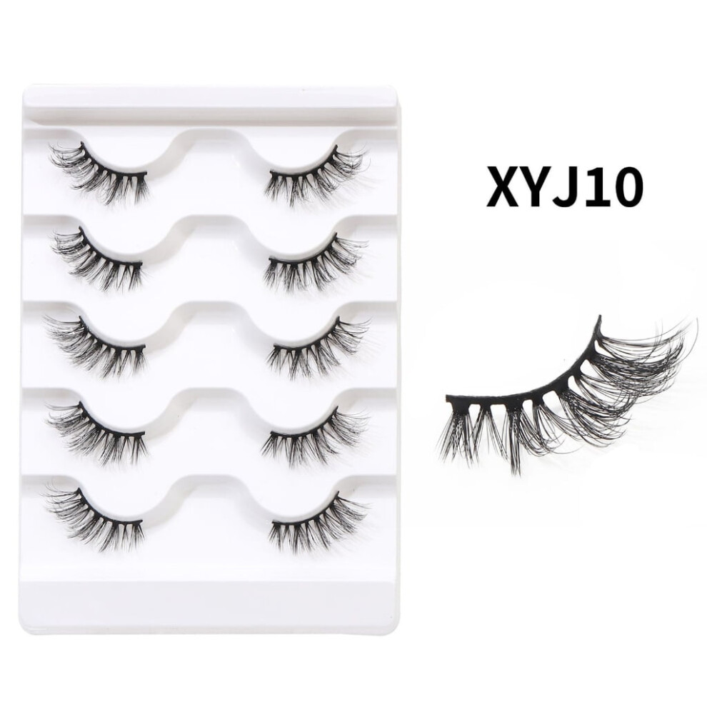 False Eyelashes Half Lashes Strip Natural Wispy Fluffy Faux Mink Lashes 14mm Eyelashes 10 Pairs Pack