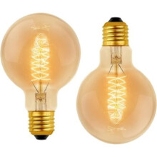 TS-Ampoule Vintage Globe G80E27 Dæmpbar 60W Varm Hvid 2700K, 600lm, Dekorative Lyspærer Retro E27 Spiral Tungsten Filament Lampe