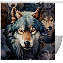 Wolf Duschvorhang, wasserdicht, mit Ösen und Haken, 152 x 183 cm