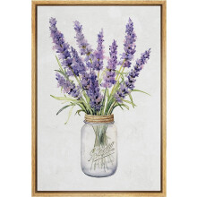 KSIW Unframed Canvas Print, Purple Lavender Flowers in Mason Jar, Nature Wilderness Art, Modern Botanical Floral, Farmhouse Decor, 16"x24", Natural