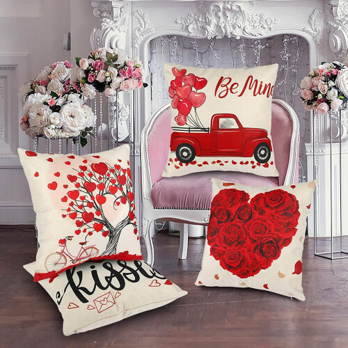 Μαξιλαροθήκη Valentine'S Creative4Pc Διακοσμητική θήκη Μαξιλαροθήκη Ημέρας Θήκη Σπιτιού 1