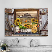 Cuadro decorativo de mariposa y girasol, lienzo de 20 x 30 cm (7,9 x 12 pulgadas), ideal para baño, sala de estar o como decoración del hogar sin